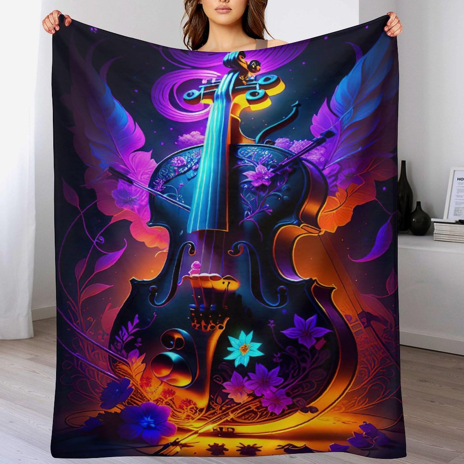 Violon couverture plaid en flannel douce le cadeau idéal pour mélomanes