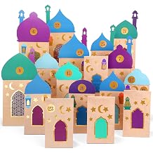 KESOTE 30CT Eid Mubarak Gift Bags Treat Bags with Moon &amp; Star Stickers, Ramadan Countdown Advent Calendar DIY Brown Paper Bags
