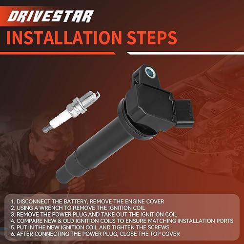 Miniatura 4 de DRIVESTAR Juego de 8 bobinas de encendido de iridio bujía 2003-2007 para Lexus GS430 4.3L 2003-2009 para Toyota 4Runner 2000-2009 Tundra Land