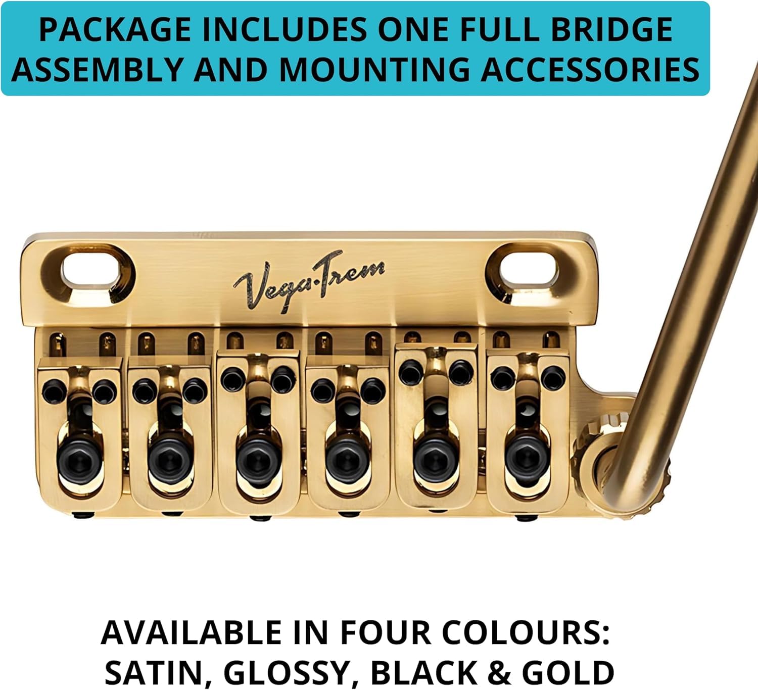 Vega-Trem VT1 - Ponte tremolo speciale per chitarra Stratocaster a 2 punti, per Stratocaster, senza mod, facile installazione (oro, destra)