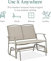 Vista 7 de Best Choice Products Columpio Deslizante de Patio para 2 Personas Banco Loveseat Balancín de Acero para Terraza, Porche con Tela Textilene, Marco