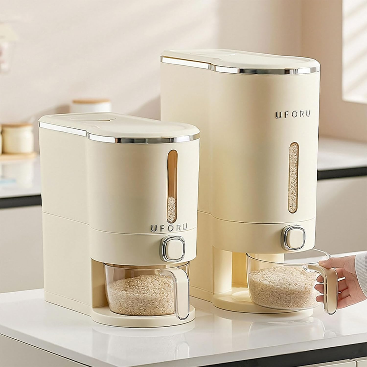 5KG Rice Bucket Kitchen Household Bucket Storage Sealed Transparent Flap Box Food Box Dispenser Kitchen Pet Food Closet