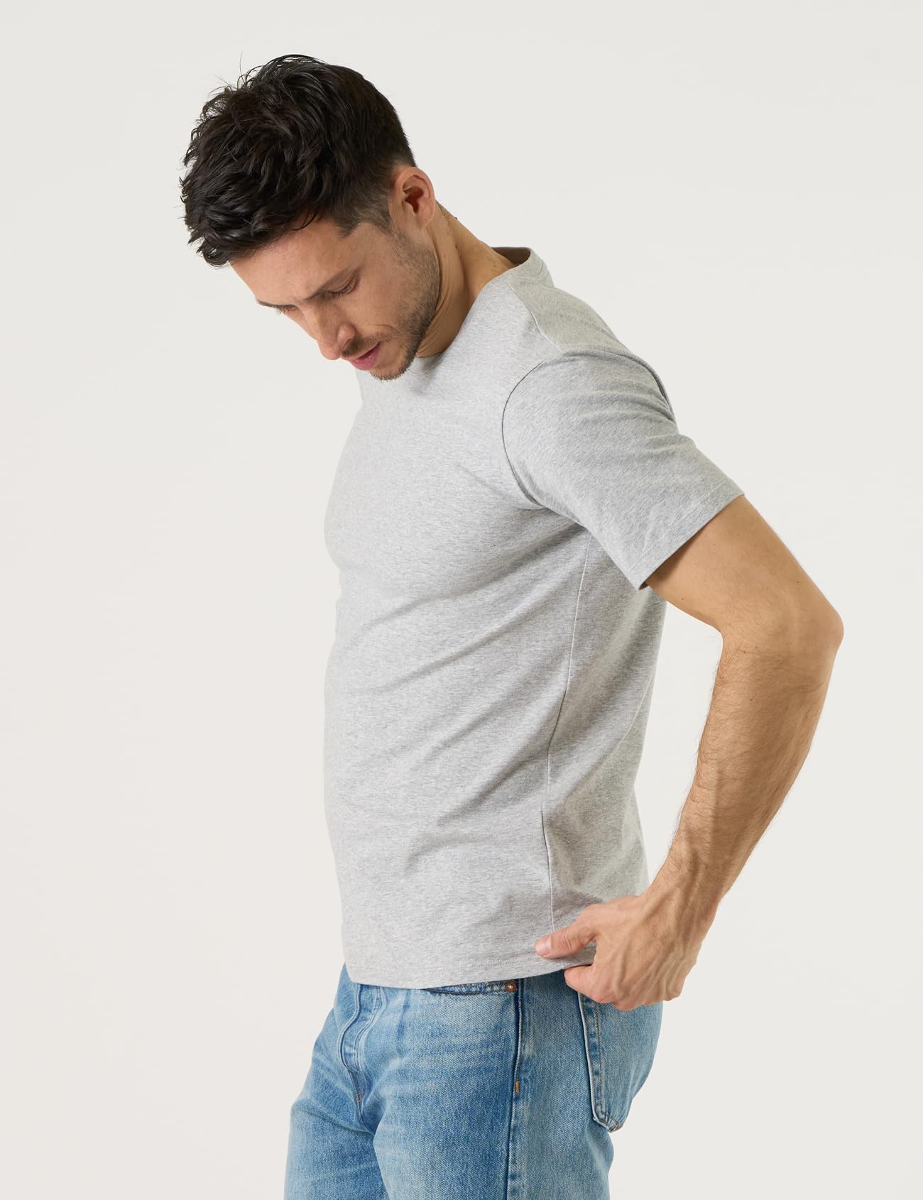 LAPASA Pacco da 3 Maglietta Uomo Cotone Elastico Premium Girocollo/Collo a V T-Shirt Maniche Corte Canottiera Morbida M05 M06