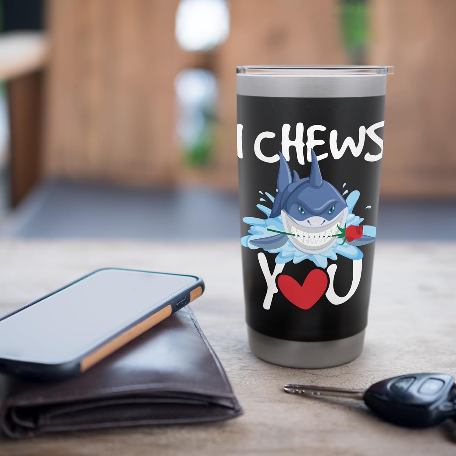 I Chews You - Shark Lovers Wildlife Marine Biologist Science Stainless Steel Insulated Tumbler - Image 7