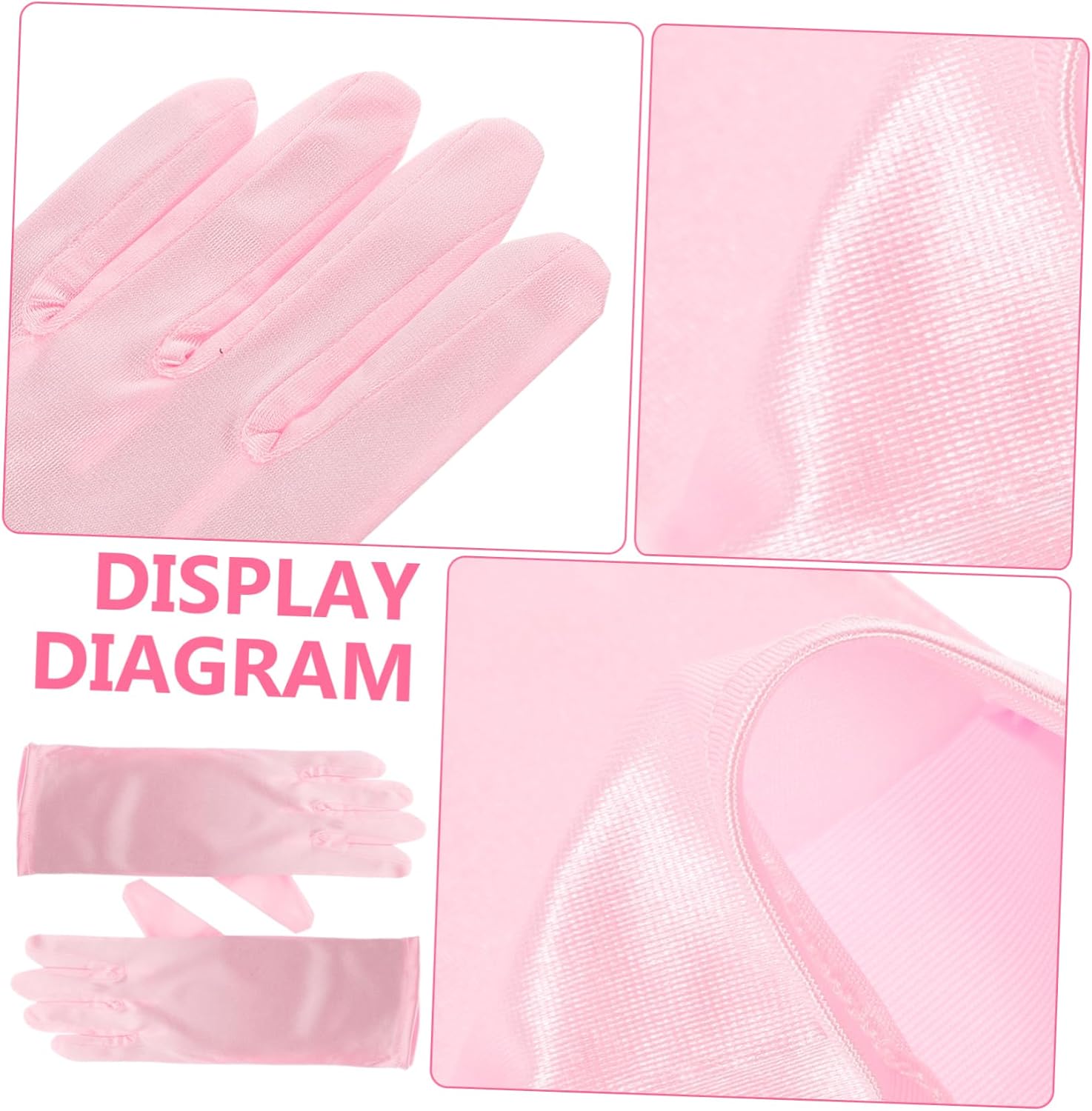 3pairs Boys and Girls Decorative Gloves Elegant Skirt Gloves for Girls for Parties and Special Occasions Pink White Blue