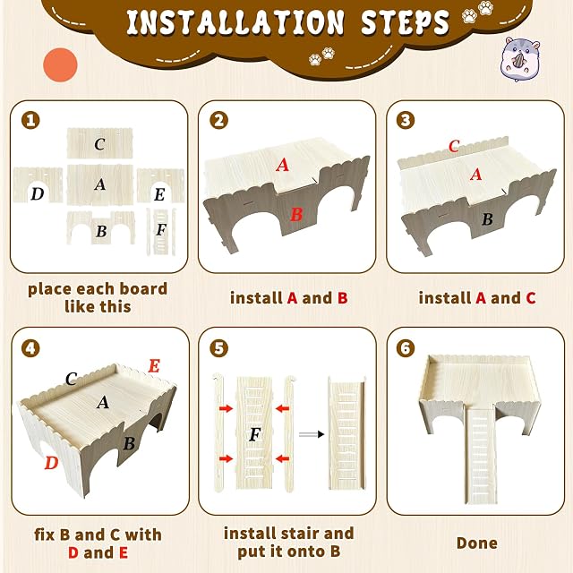 Foto 5 de 6 de Casa grande para conejillos de indias con rampa: accesorios de juguete para conejillos de indias