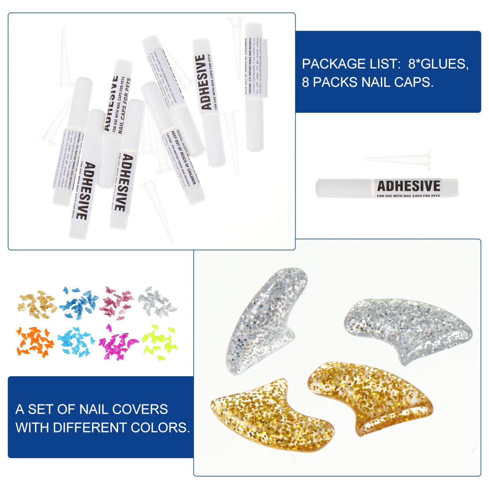 Housoutil 480 Pièces Ensemble D'Ongles pour Animaux De Compagnie Protecteurs De Griffes De Chat Capuchon D'Ongle De Chat Couvre-Griffes De Chat Capuchons D'Ongles en Vinyle pour Chats