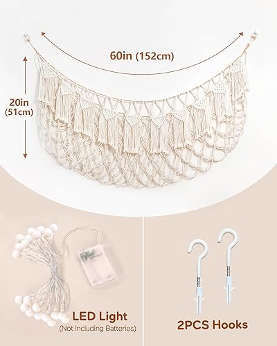 Miniatura 4 de Hamaca de red para animales de peluche con luces  Almacenamiento grande para colgar en la pared para peluches y osos de peluche, organizador de