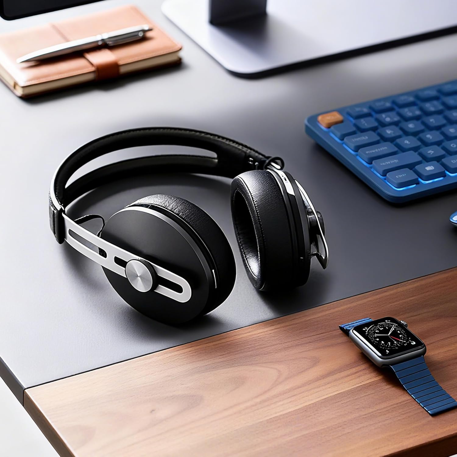 Protein Leather Replacement Ear Pads for Sennheiser Momentum 2.0 (M2)/HD1 Over-Ear/Around-Ear Headphones – Replacement EarPads Cushions with Noise Isolating Memory Foam