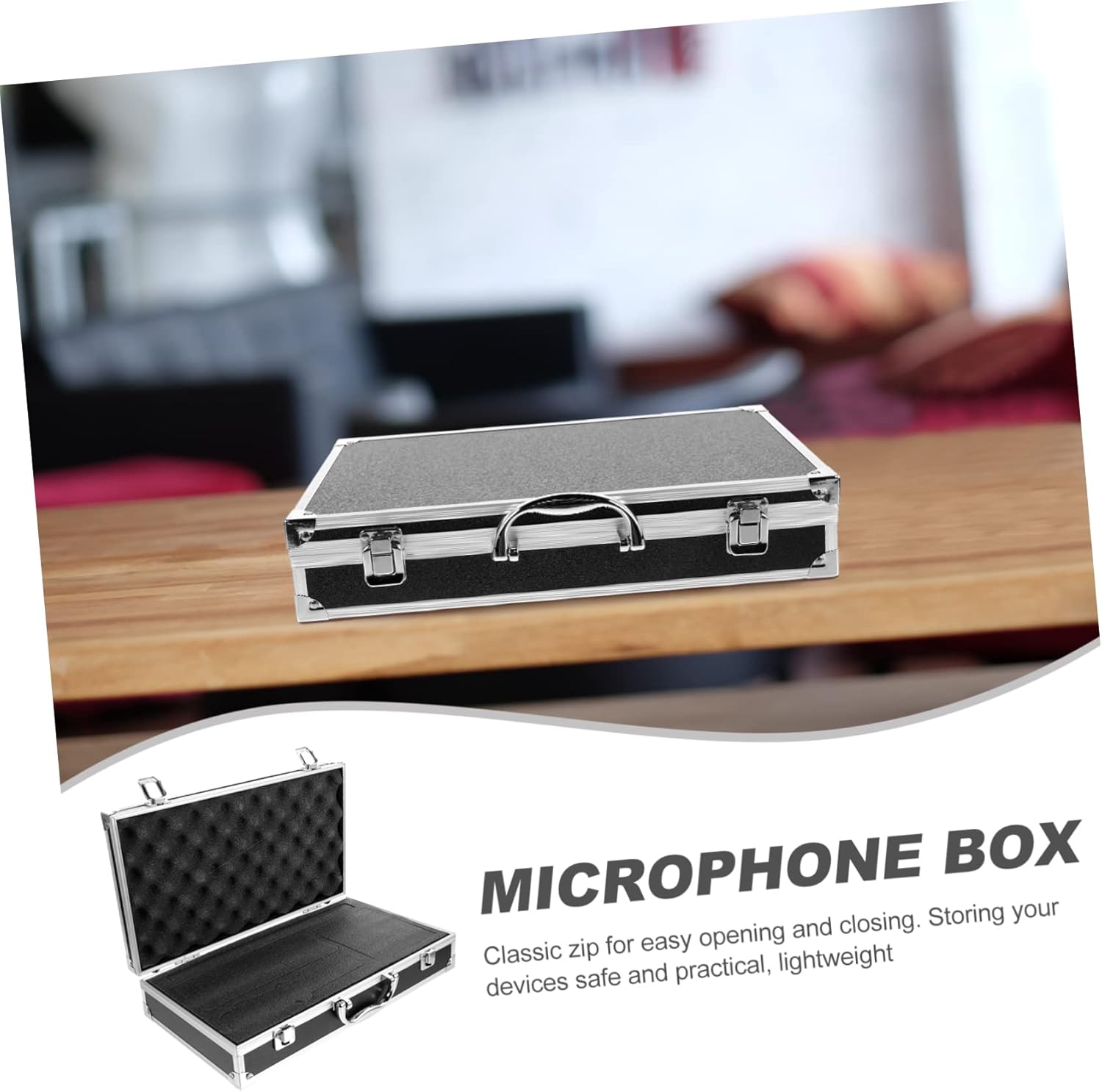 Shockproof Microphone Case for Travel Durable Mic Organizer Box with Water and Scratch Protection Stylish Design for Mobile and Studio Use Fits Various Microphones and Cables