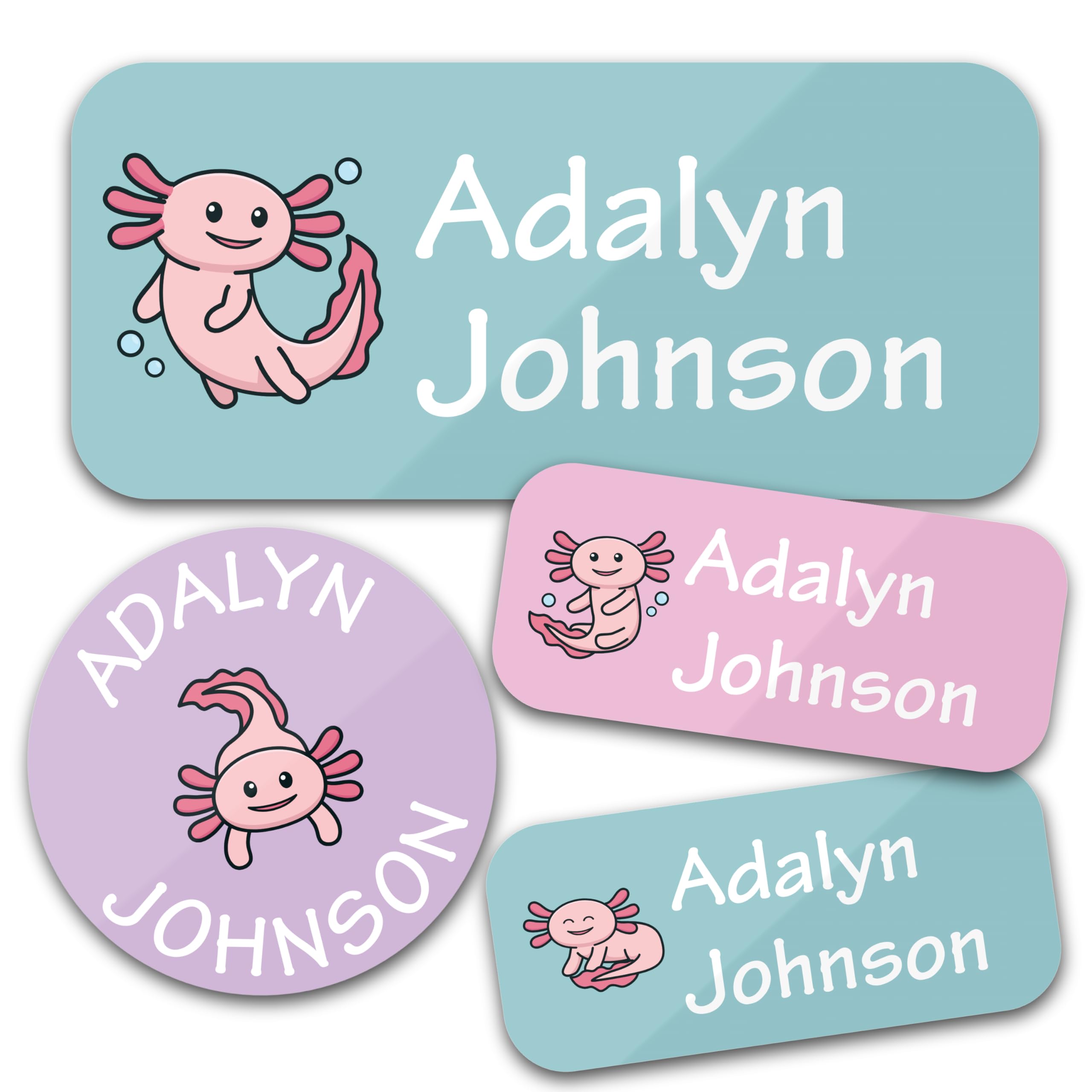 Bunny Badges Personalized Daycare Name Labels for Kids (130 Labels) - Custom Waterproof Name Stickers for Clothing Tags, Water Bottles, Lunch Boxes