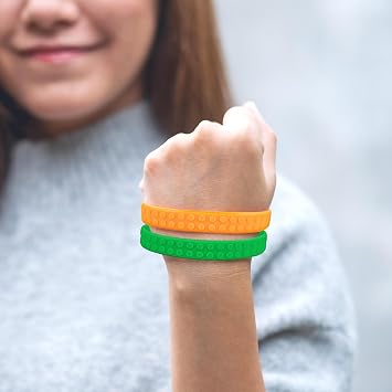 Lesnala 48 Pcs Building Block Silicone Bracelets for Kids 6 Styles