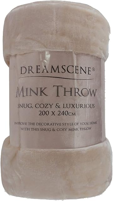 Dreamscene Luxury Faux Fur Mink Fleece Ultra-Soft Snug Cosy Decorative Throw Over-Bed Sofa Warm Blanket, Beige - 150 x 200cm