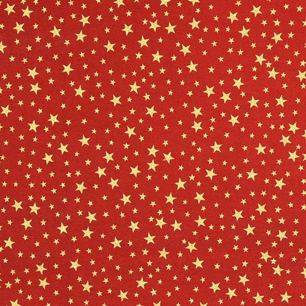 Oh Sew Crafty Limited Red 100% Cotton Fabric Rose & Hubble Christmas Starry Sky Stars 135Cm Wide (Price Per Metre) (Red)