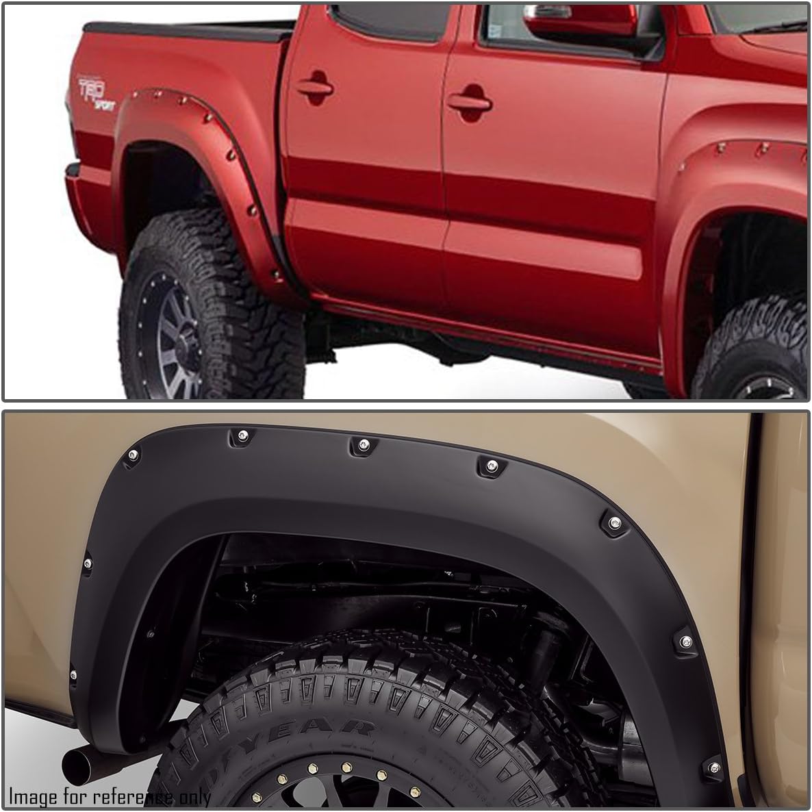 DNA Motoring WF-81002-MBK Pocket-Rivet Fender Wheel Flare 73.5" Fleetside Bed Compatible with 12-15 Tacoma
