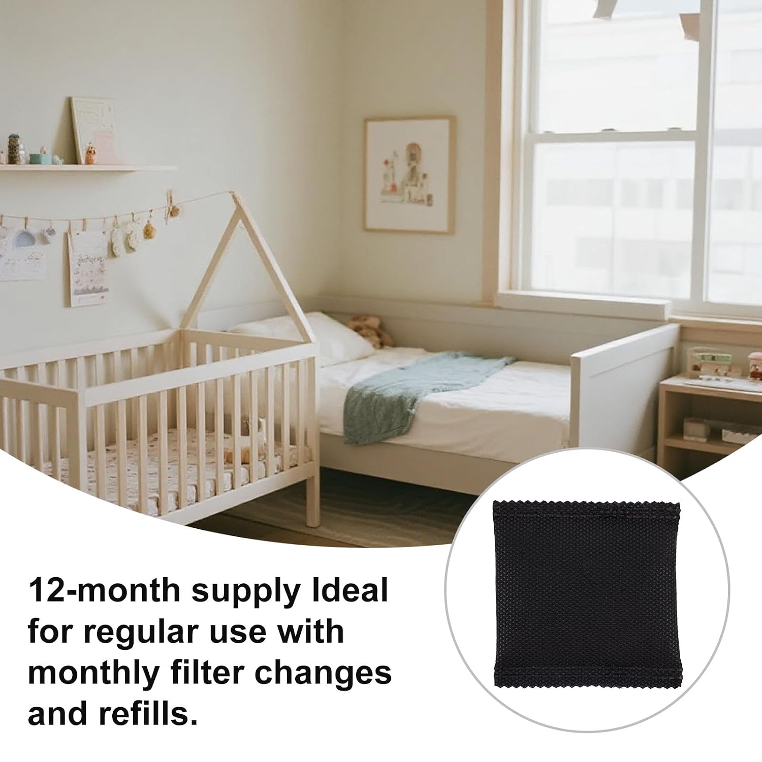 12pcs Carbon Filter Refills for Playtex, 7x7cm/2.76x2.76in Coconut Shell Activated Carbon Smell Absorbing Deodorizer for Diaper Pail Systems Trash Cans Closets & Shoe Cabinets (Black)