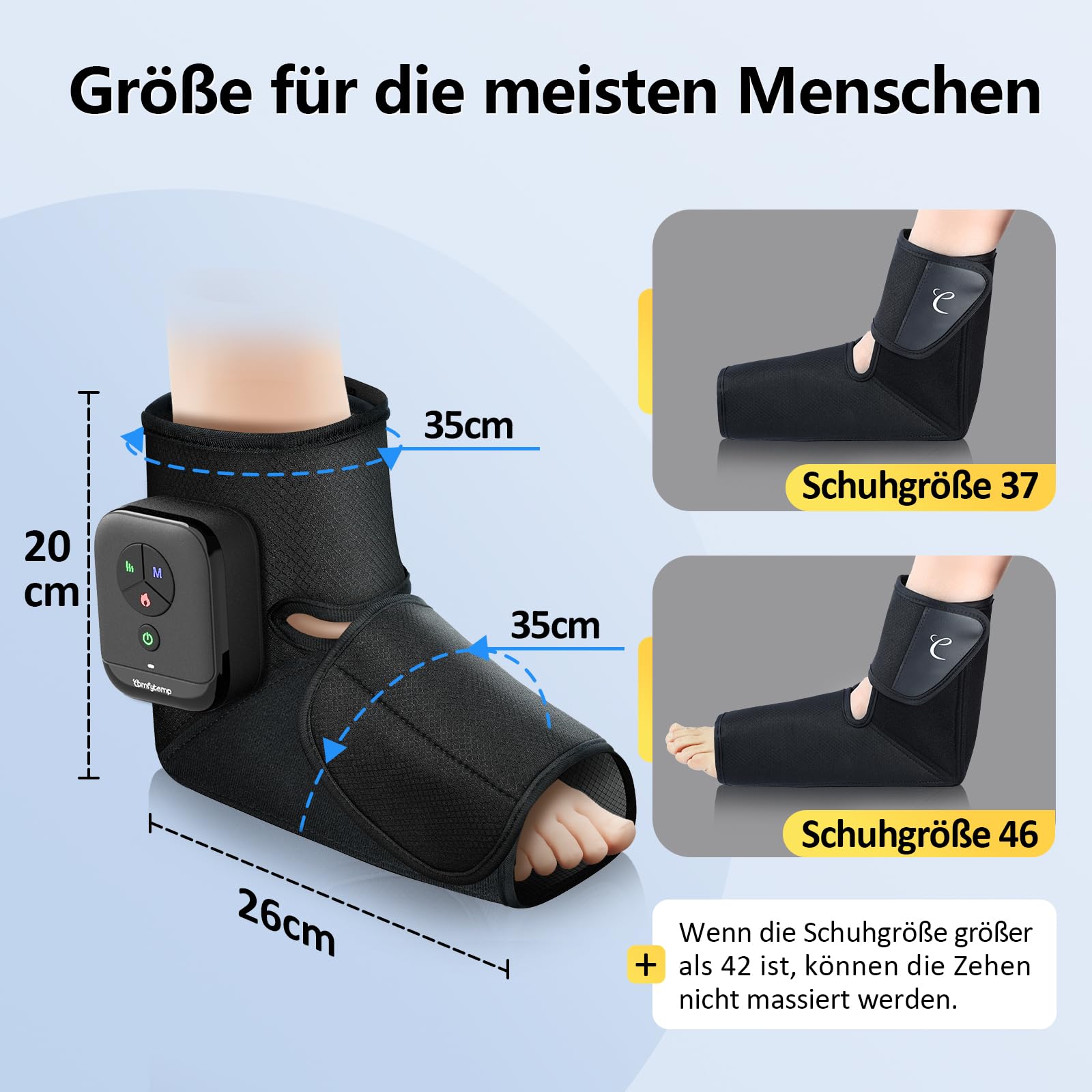 Comfytemp Kabelloses Fußmassagegerät Luftkompression Massage mit 2500mAh Akku,Fußsohlenheizung mit DIY für Knöchel,Ferse,Sohle,Fußrücken für beide Füße（1 Stück） Geschenke Mütter, Frauen, Mama, Papa