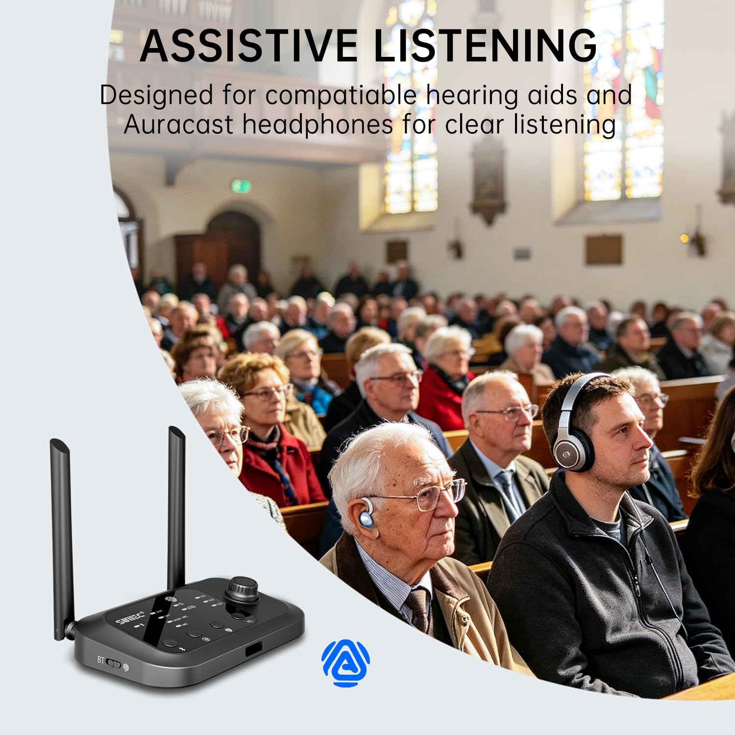 Auracast - Trasmettitore TV Bluetooth per dispositivi audio assistenti