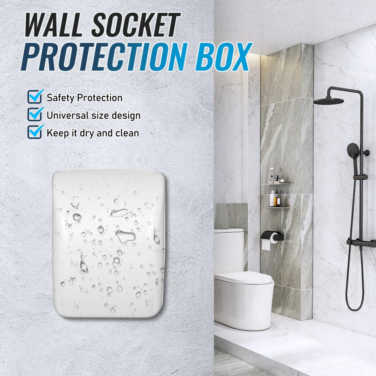 PRETYZOOM Waterproof Wall Outlet Cover Plug Protector Sturdy Electrical Socket Splash Guard with Wide Opening for Bathroom Kitchen Garage 4.72X3.93X2.95 Inch Weather Resistant Electrical Box Cover