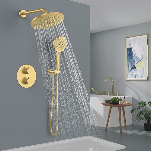 Miniatura 101 de IRIBER - Sistema de ducha de lluvia con cabezal de ducha fijo y de mano de alta presión cepillado níquel,Oro cepillado,Cromado,Oro rosa