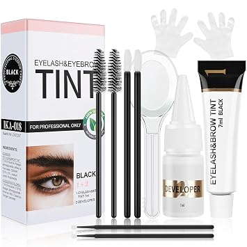 Eyelash and Eyebrow Color Kit 2-in-1, Safe Easy Use & Salon at Home, Wild & Natural Effect for Eyebrows Lashes, Professional Instant Lash Brow Coloring Set 7ml Black