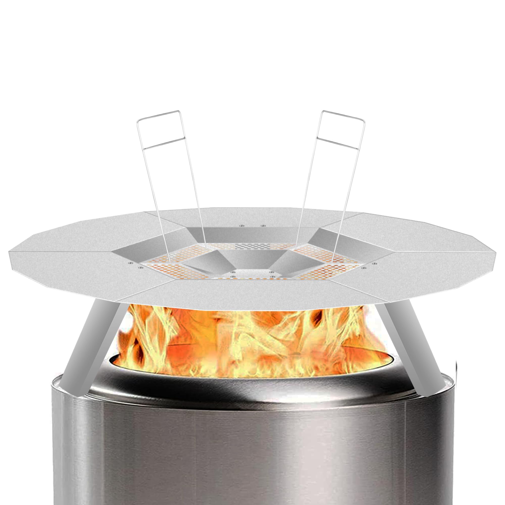 15IN Heat Deflector for Solo Stove Bonfire Fire Pit?with Three Support Legs?Fire Pit Accessories?304 Stainless Steel?Capturing Vertical Heat and Expanding The Thermal Radius