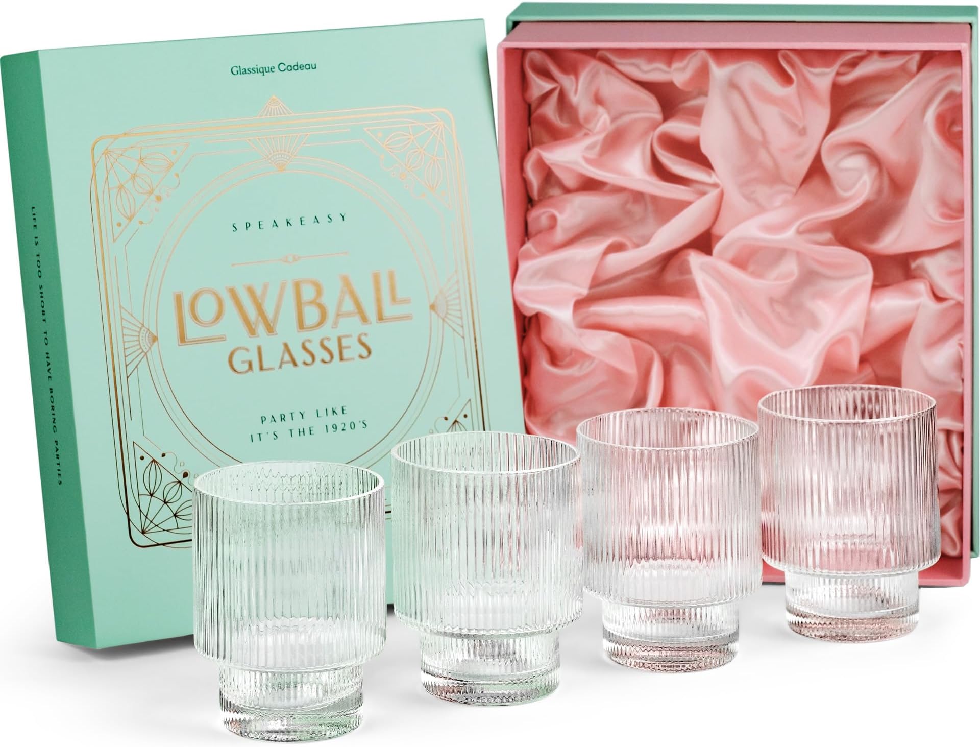 Art Deco Ribbed Lowball Glasses