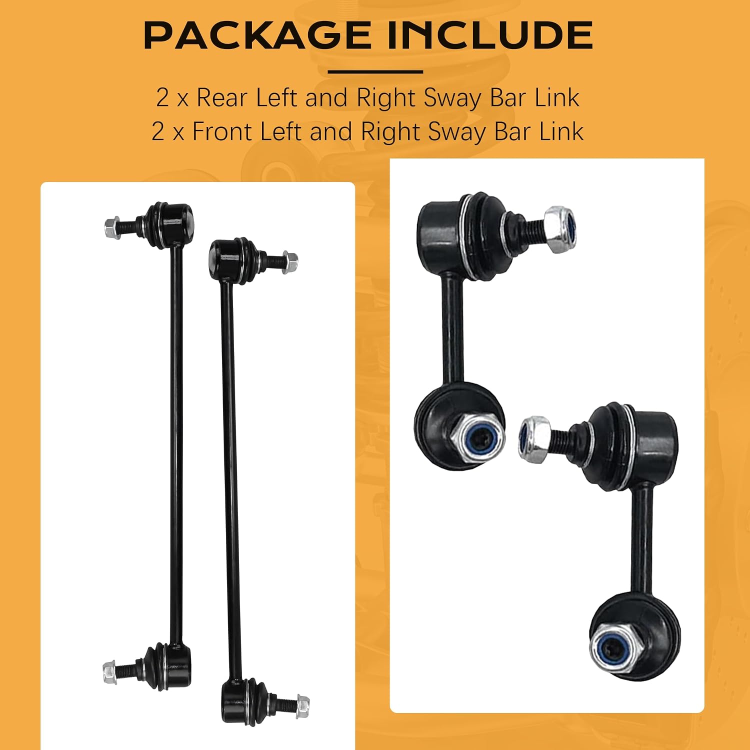 Front and Rear Sway Bar Link Kit Stabilizer Bar Link Compatible with Honda Civic 2012-2015, Acura ILX 2013-2019 K750125, K750126, K750604, K750605