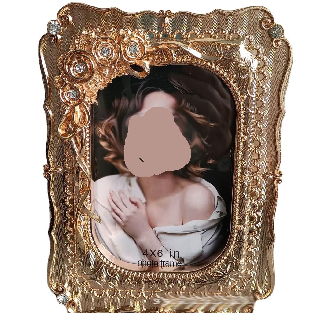 Cadre photo circulaire en métal haut de gamme de 6 pouces pour souvenir de mariage chic