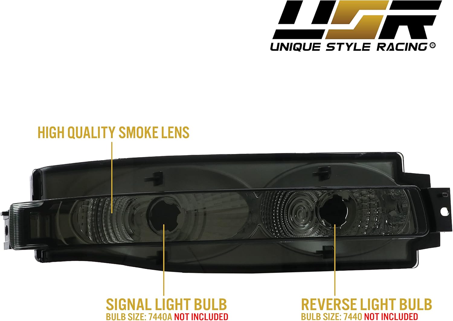 USR DEPO 03-09 350Z Reverse Lights - Smoke Rear Bumper Turn Signal + Backup Lamps Pair (Left + Right) Compatible with 2003-2009 Nissan 350Z Z33 (Smoked Lens)