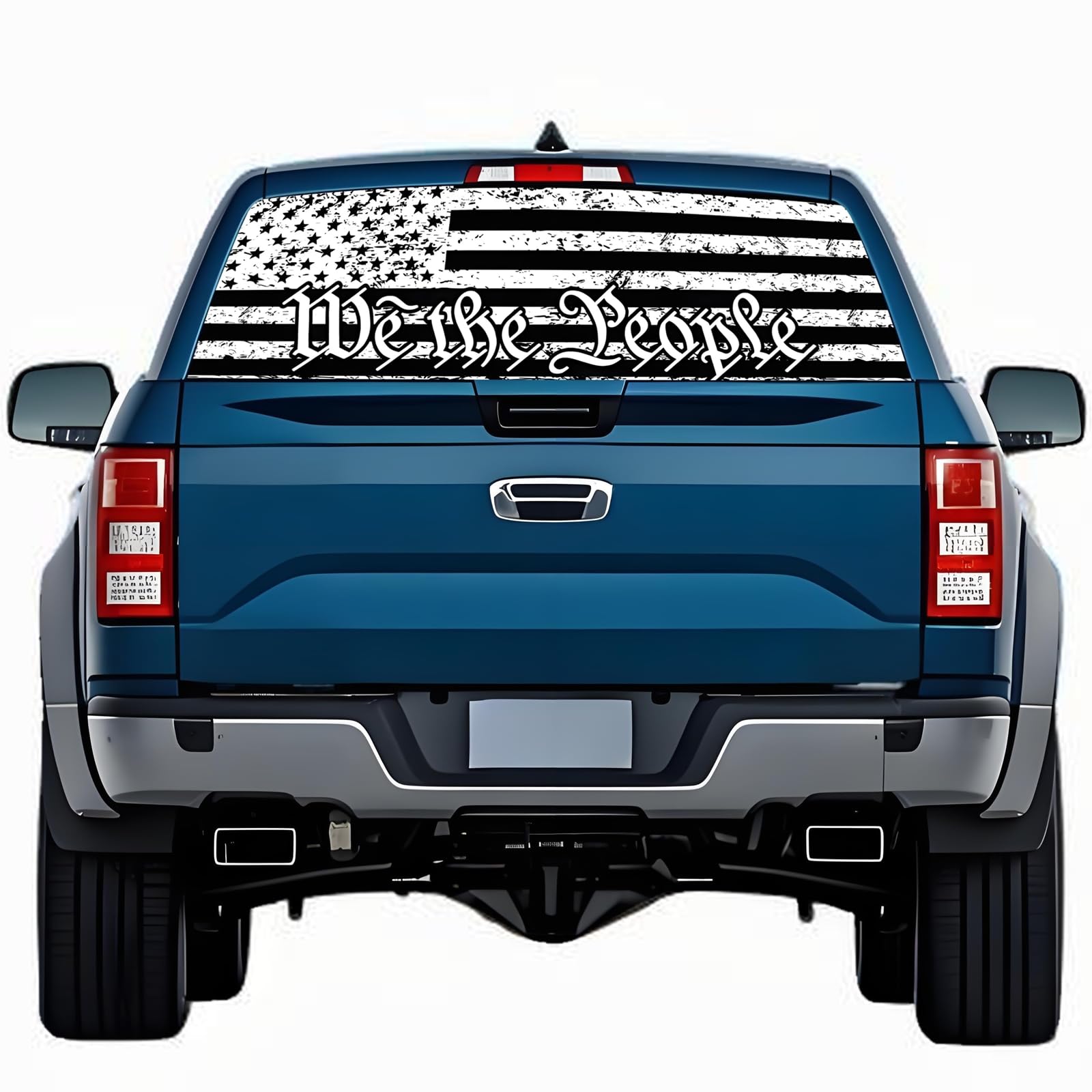 Rear Window Decals for Trucks - 65x17.3 in Back Window American Flag Decals Fit Most Pickup Trucks SUV, Patriotic Car America Flag Decals for Personalized