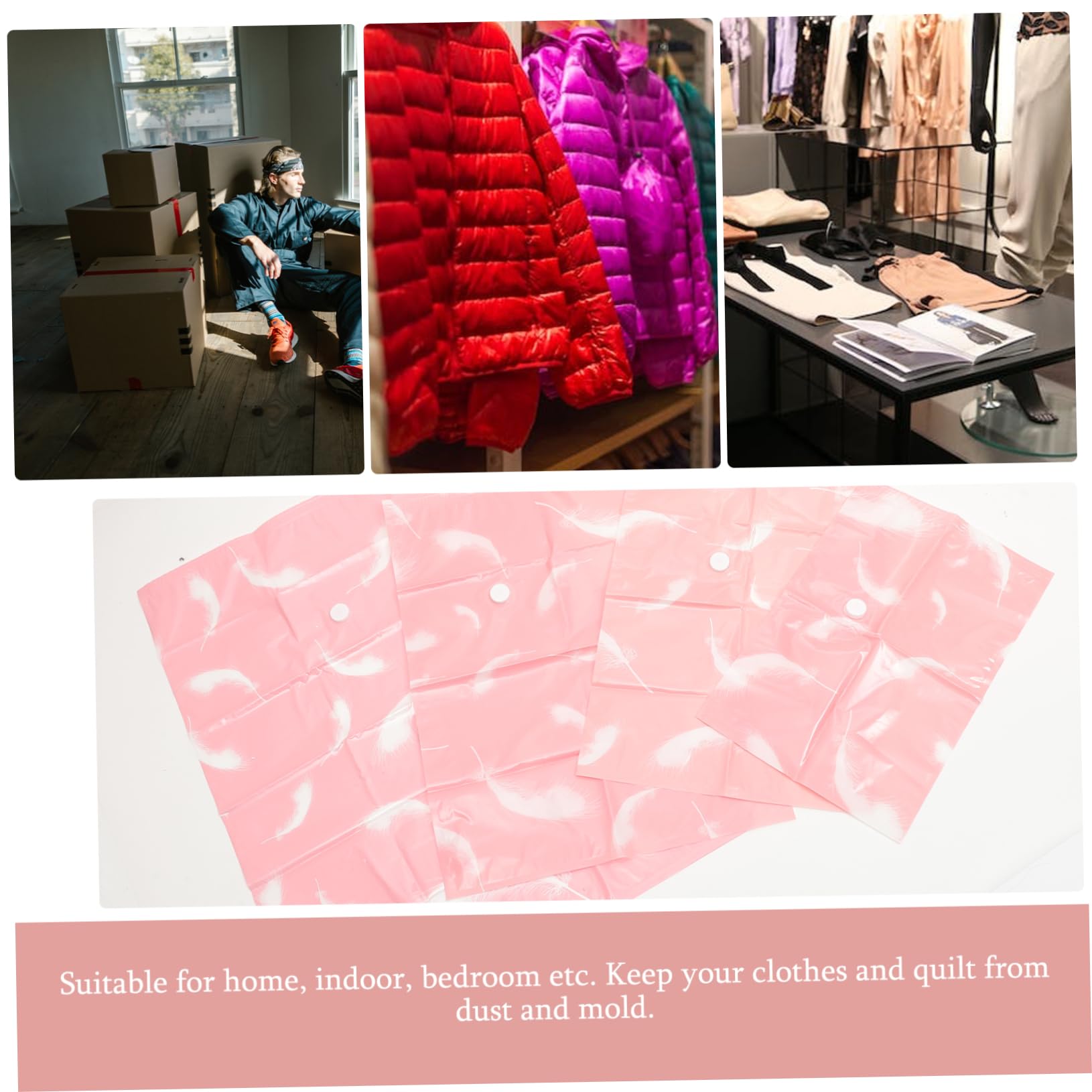 Ciieeo Bolsa de Compresión al Vacío para Edredones y Ropa de Cama Color Rosa, Plegable y Fácil de Transportar, Material Pa Pe Adecuado para Organizar el Hogar