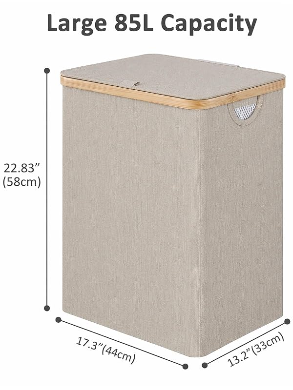 IEGrow Laundry Hamper with Lid,85L Laundry Basket with Mesh Bags,Oatmeal by iEGrow - Used condition - US$24.90