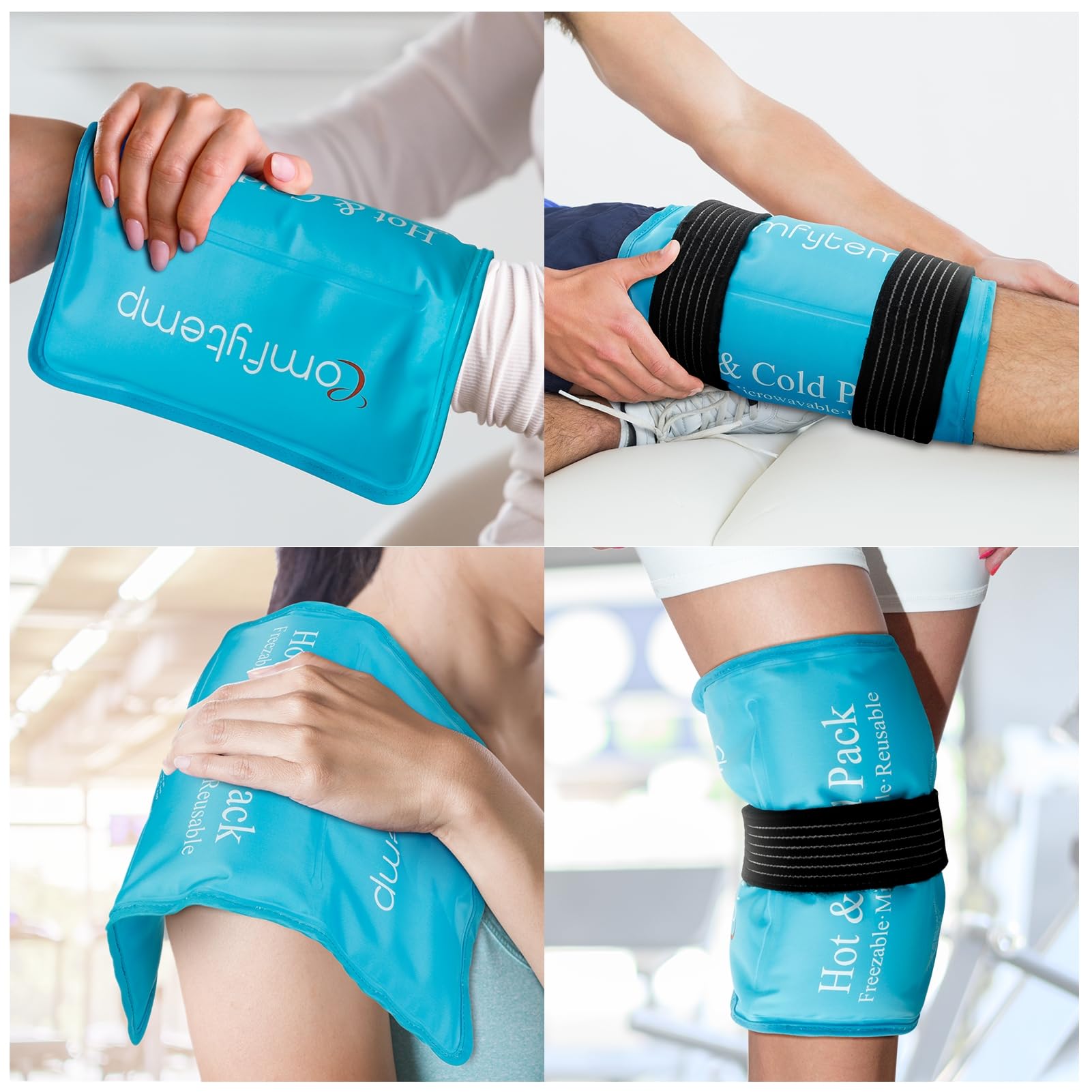 Comfytemp 27X37cm Impacco Ghiaccio Gel Riutilizzabile, Terapie Caldo e Freddo Borsa Ghiaccio Ginocchio, Schiena, Collo, Polsi, Caviglie, Borsa Ghiaccio per Gonfiore, Lesioni, Sollievo dal Dolore