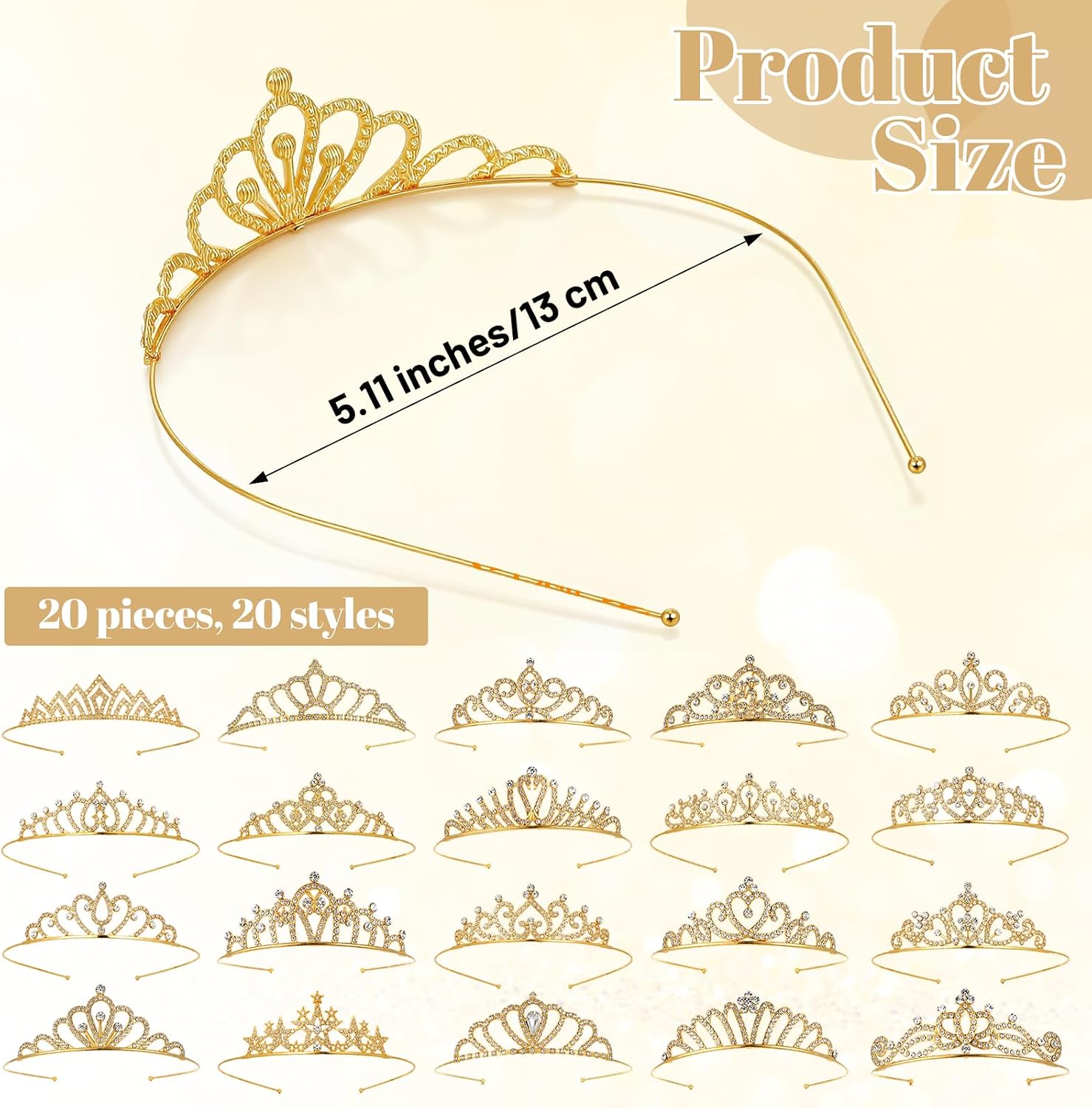 Princess Tiaras Bulk, Silver Crown Set with Rhinestones, Tiara Pack