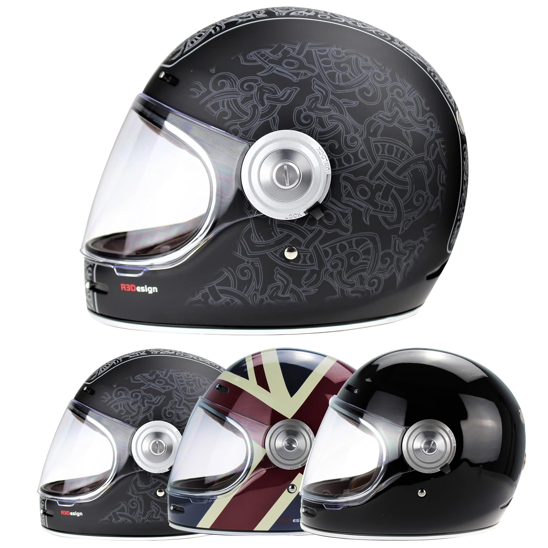 ViPER F659 Retro Motorbike Full Face Helmets VPR.303 Adult Motorcycle Rider Men & Women with ECE Approved Helmet Premium Classic Sports Racing Touring Scooter