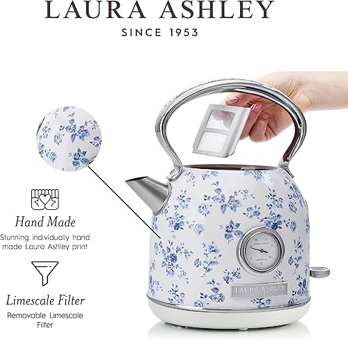 Miniatura 4 de Laura Ashley Hervidor eléctrico de acero inoxidable de 1.7 litros Hervidor eléctrico de hervir rápido de 1500 W para agua hirviendo Hervidores de