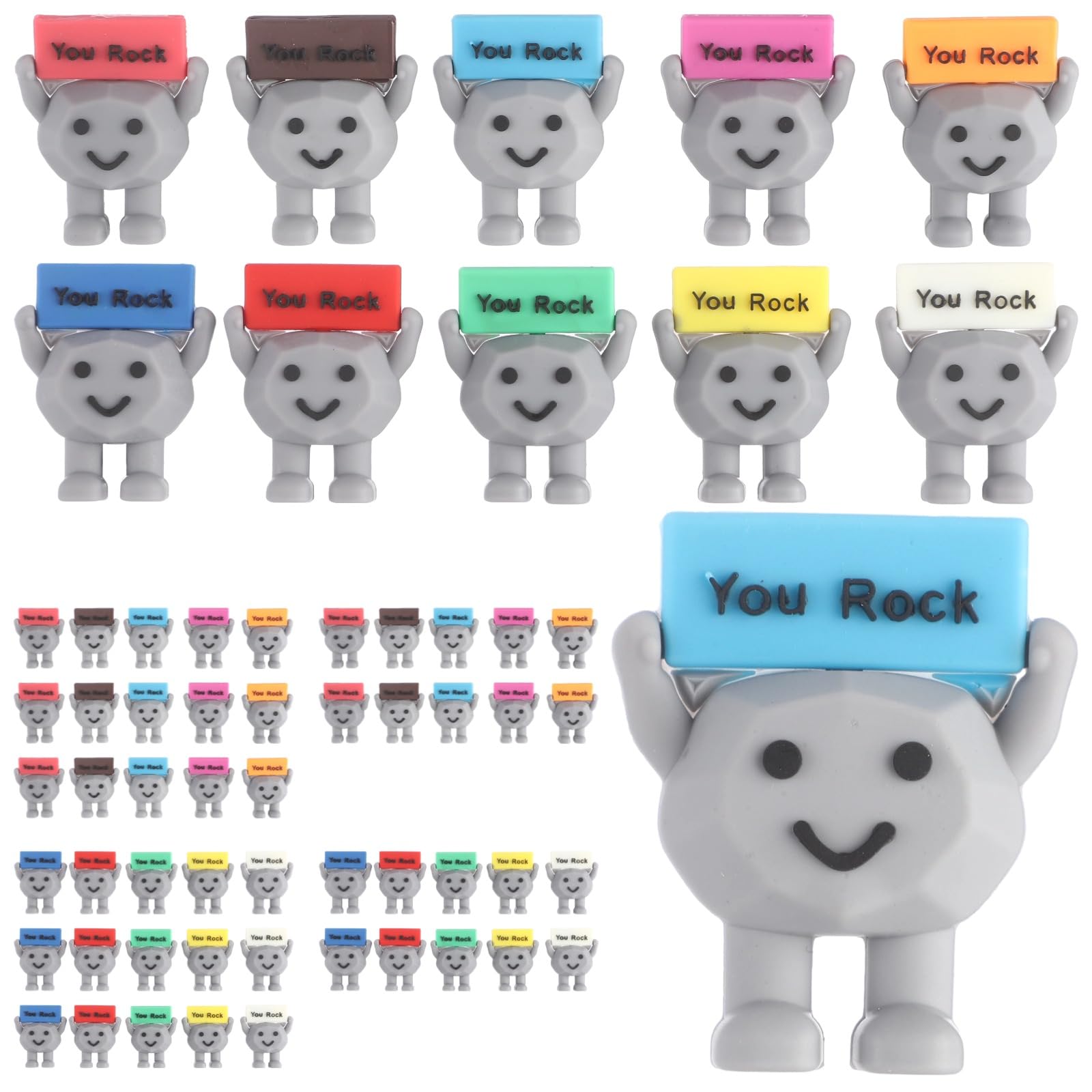Cosyoo Multicolor 60 Pcs You Rock Mini Figurines, Motivational Desk Decorations, Colorful Positive Figurines, Tiny Encouragement Signs, Small Appreciation Presents For Coworkers, Employees