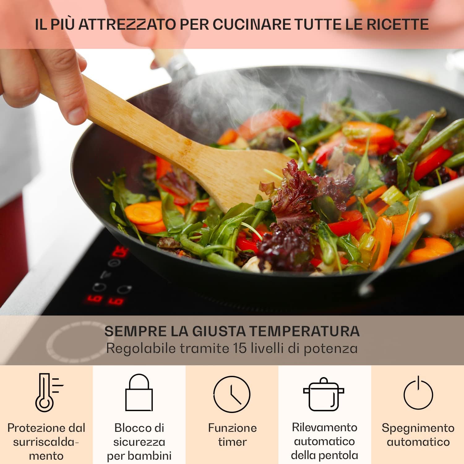 Klarstein Piastra Induzione, Piano Cottura Induzione, Fornello Elettrico con Controllo Smart Touch, Piano Cottura Induzione 4 Fuochi con Display Digitale, Funzione Timer e Blocco Bambini, 240v Klarstein Piastra Induzione, Piano Cottura Induzione, Fornello Elettrico con Controllo Smart Touch, Piano Cottura Induzione 4 Fuochi con Display Digitale, Funzione Timer e Blocco Bambini, 240v