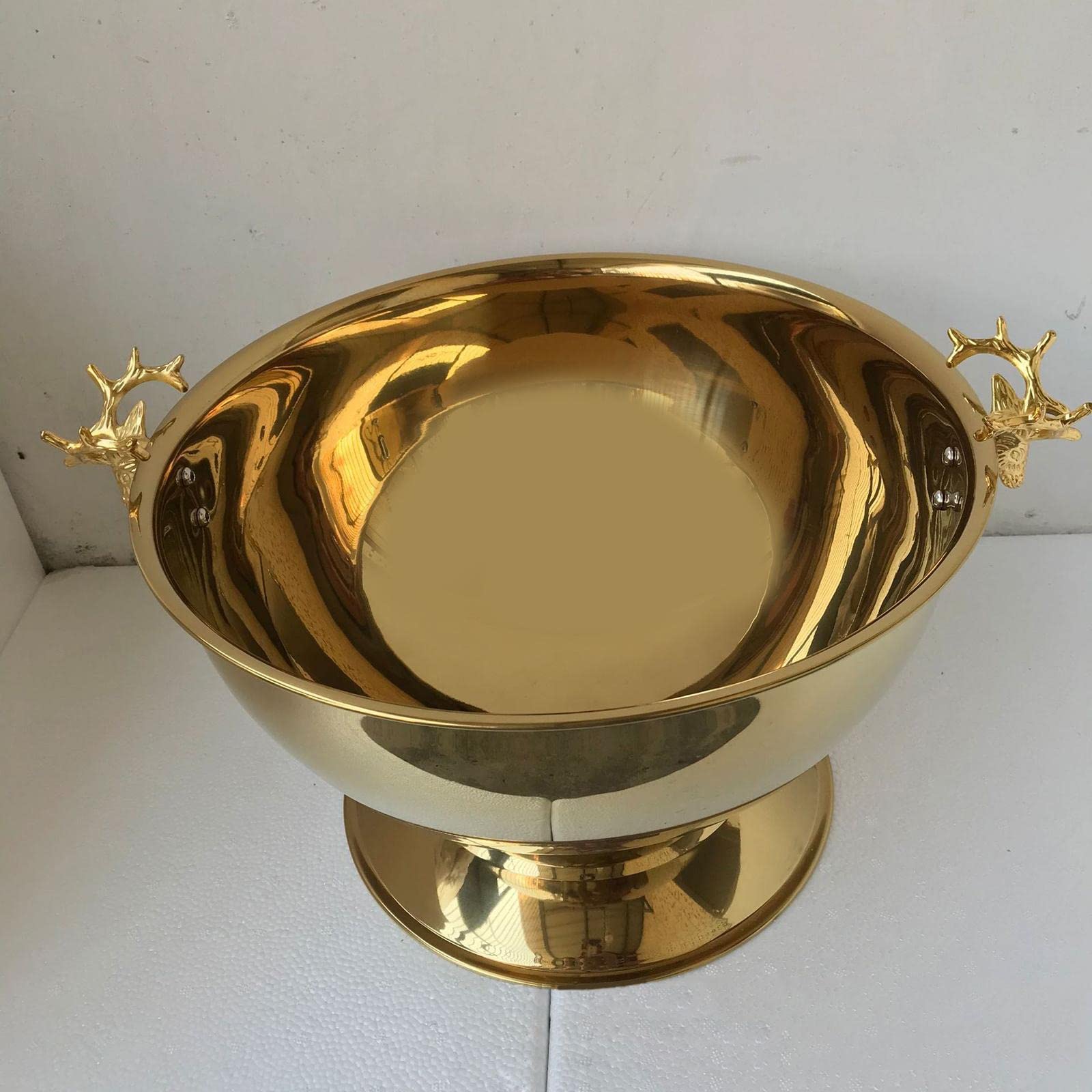 Seau à Glace Fournitures Piédestal Portable Vintage Créatif Double Poignées Bol à Champagne pour La Fête du Club, doré