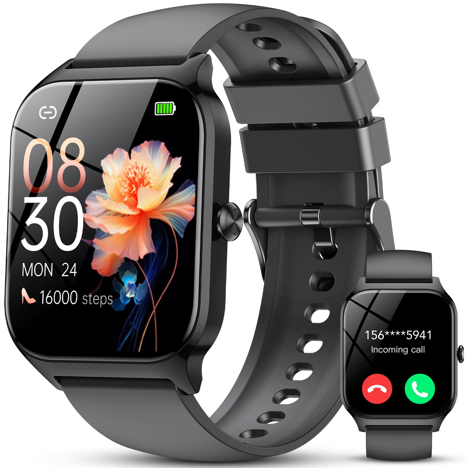 Smartwatch Uomo Donna, 1.85'' Orologio Smartwatch con Effettua/Risposta Chiamate, 115+ Sportive Smart Watch con Contapassi/Sonno/Cardiofrequenzimetro, IP68 Fitness Tracker per iOS Android