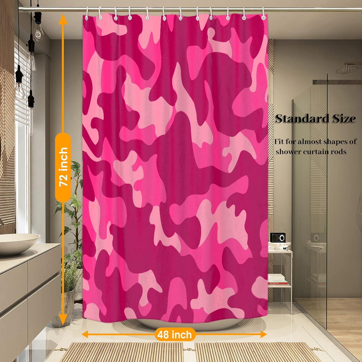 Pardick Shower Curtain for Bathroom, Color Camo Bath Shower Curtain Set with 12 Hooks Waterproof 48"x72" Bathroom Curtain Camo Print Shower Curtains for Bathroom, Bathtubs