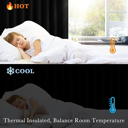 Miniatura 6 de PONY DANCE Cortinas opacas 100% negras de 84 pulgadas de largo, con aislamiento térmico, cortinas de oscurecimiento de habitación para dormitorio