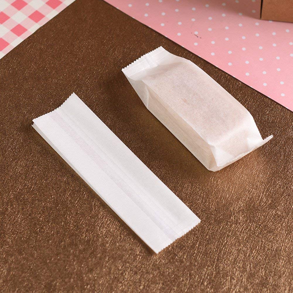 BBC Bakery Cotton Paper Bag Pineapple Cake Pastry Packaging Wrapper For Cookie Candy, Pure White No Writing, 100 Pcs (5x1.6x1 inch Pure White)