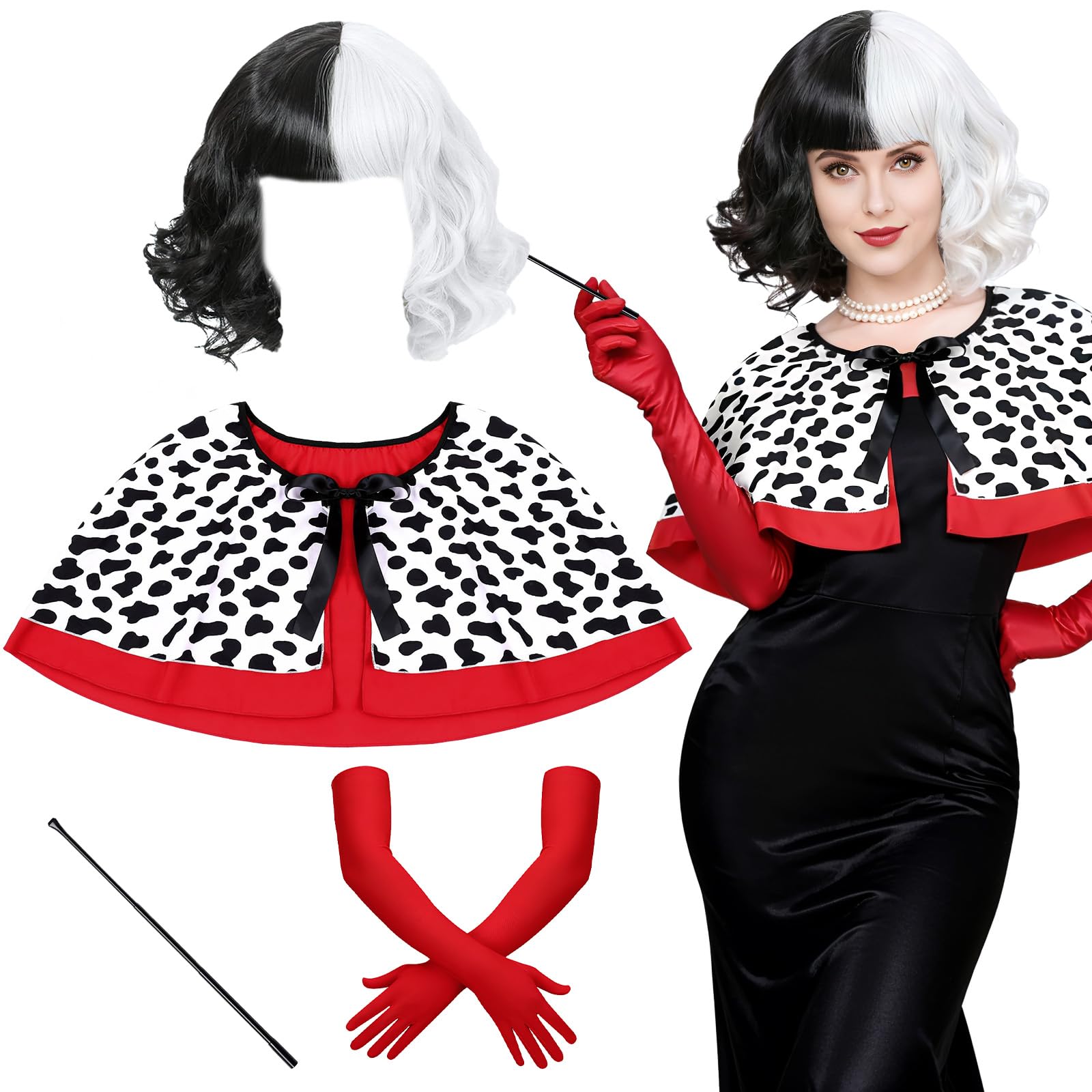 Bryndo 4 Pcs Cruella Costume Accessories Set