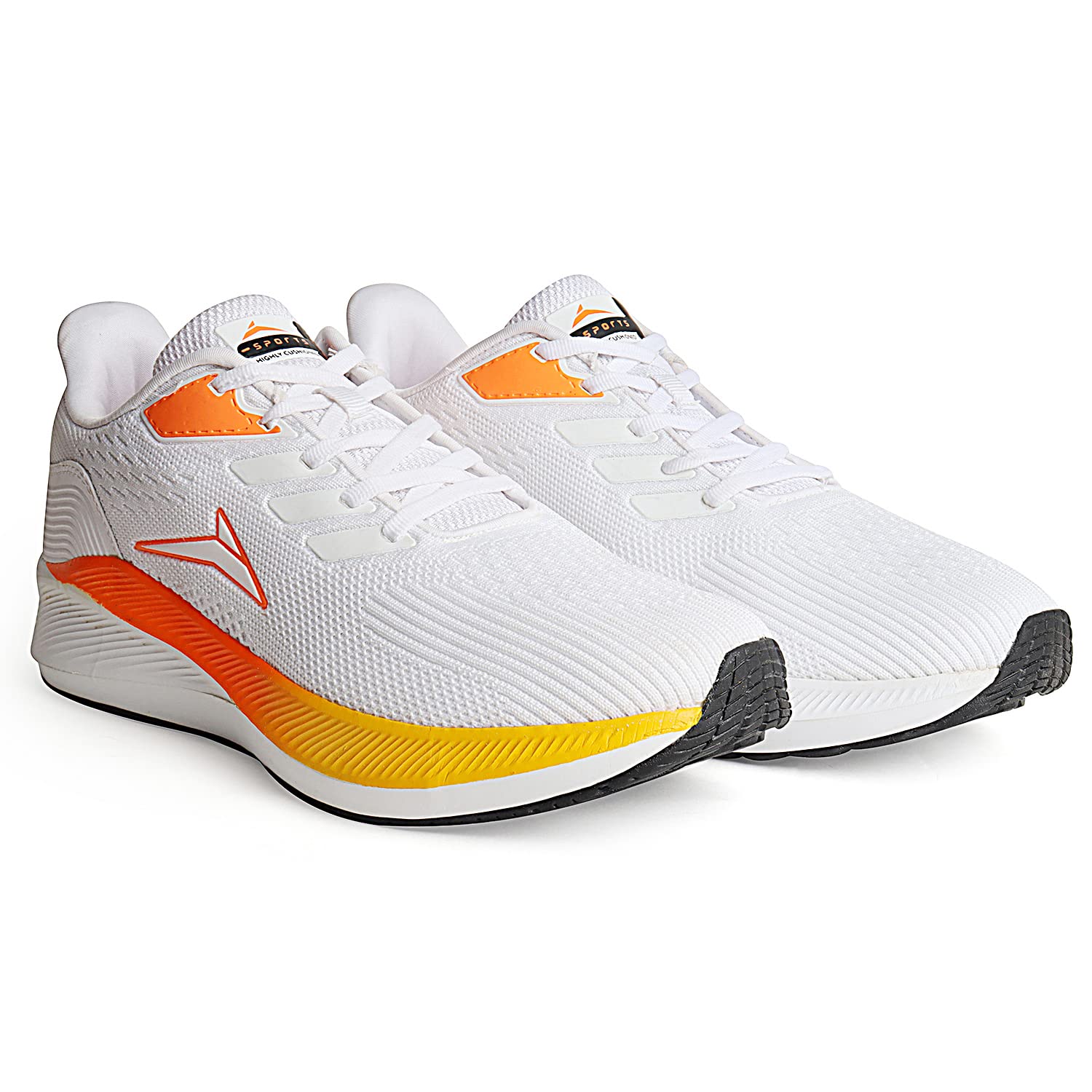 JQR Zoom Sports, correr, caminar, gimnasio, zapatos de entrenamiento para hombres, elegantes, transpirables, ligeros, cómodos, WHT/ORG, 8 UK