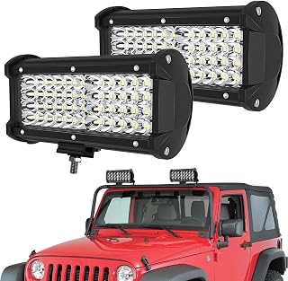 BAOLICY 7inch LED Light Bars Spot Flood Comb Beam Offroad Driving Spot Fog Lights Waterproof Super Bright Led Pod Lights for Je ep Off-Road SUV UTV Truck ATV Tractor Pickup Car Boat 2PCS Square Row