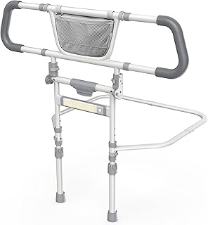 Foldable Bed Rails for Elderly Adults Safety - Bed Side Assist Rail for Seniors with Extendable Guard Rails & Storage Bag, Adjustable Height Bedrails for Queen King Full Size Bed