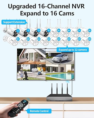 Miniatura 7 de Antenas Duales para Wi-Fi Mejorado con IA de Detección Humana 2K 3.0MP Sistema de Cámara de Seguridad Inalámbrica, Kits de DVR de Vigilancia con