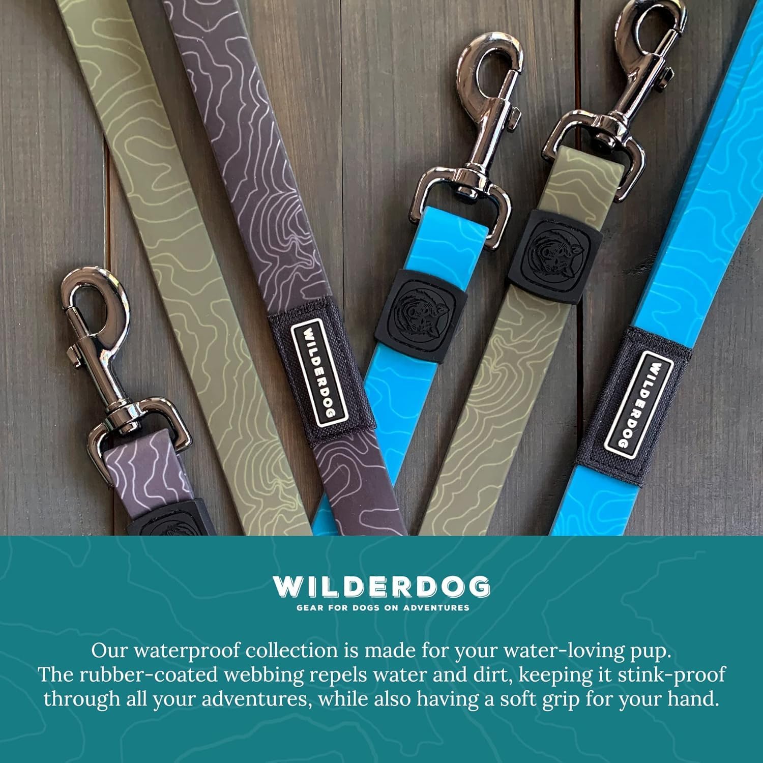 新品未使用正規品　WILDERDOG 防水リード&首輪　中〜大型犬　人気カラー！ Amazon | Wilderdog 防水犬用リード - 水や汚れをはじく - ブラック
